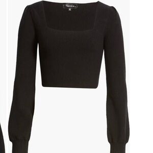 4SI3NNA Lina Square Neck Crop Sweater black